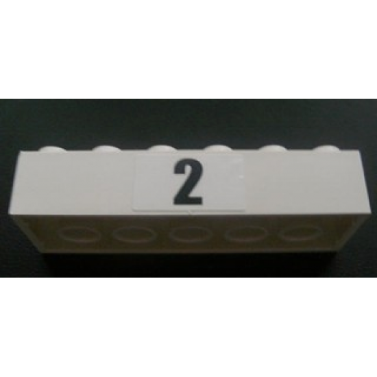 Brick 2 x 6 with Black '2' Pattern (Sticker) - Set 8672