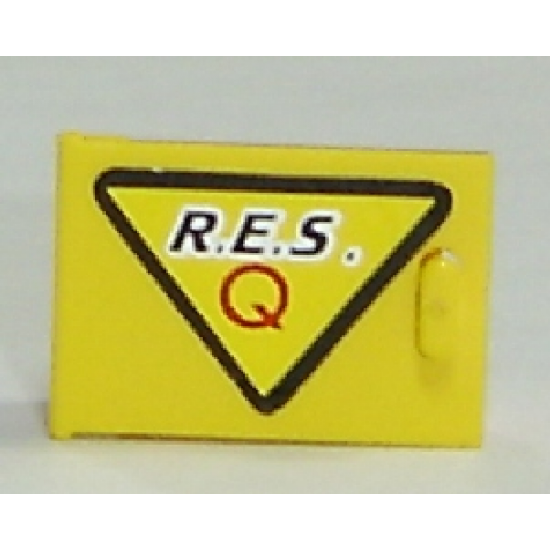 Container Cupboard 2 x 3 x 2 Door with Black 'R.E.S.' and Red 'Q' on Yellow Triangle with Black Border Pattern, Handle Left (Sticker) - Set 6462