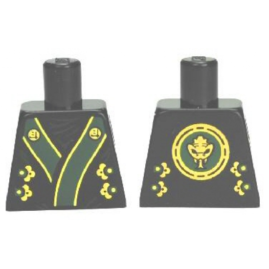 Torso Ninjago Robe with Green and Gold Sash Pattern