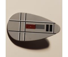 Minifigure, Shield Ovoid with SW Red, Gray, and Black Lines Pattern