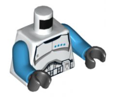 Torso SW Armor Clone Trooper Lieutenant Black Belt and Four Dark Azure Stars Pattern / Dark Azure Arms / Black Hands