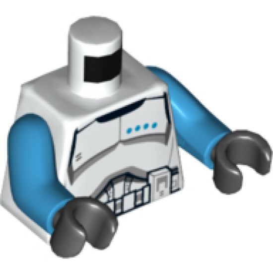 Torso SW Armor Clone Trooper Lieutenant Black Belt and Four Dark Azure Stars Pattern / Dark Azure Arms / Black Hands