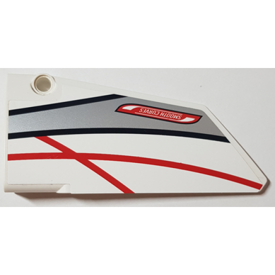 Technic, Panel Fairing #17 Large Smooth, Side A with 'SMOOTH CURVES', Black, Red and Silver Stripes Pattern (Sticker) - Set 42000