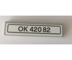 Tile 1 x 4 with 'OK 42082' License Plate Pattern (Sticker) - Set 42082