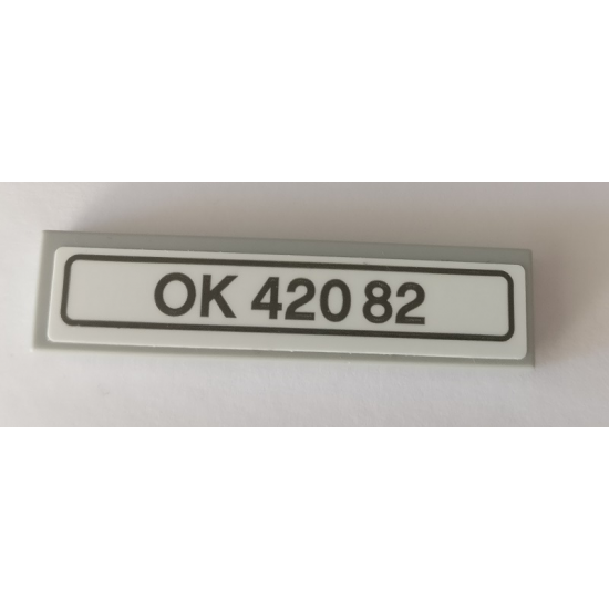 Tile 1 x 4 with 'OK 42082' License Plate Pattern (Sticker) - Set 42082