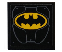 Tile 2 x 2 with Metal Plates, Rivets and Yellow Batman Logo Pattern (Sticker) - Set 76160