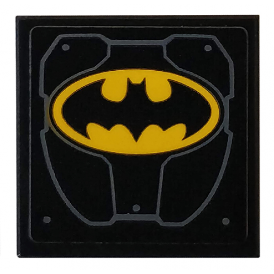 Tile 2 x 2 with Metal Plates, Rivets and Yellow Batman Logo Pattern (Sticker) - Set 76160