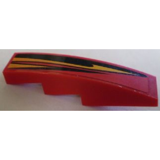 Slope, Curved 4 x 1 with Curved Flames Pattern, Model Right (Sticker) - Set 8898