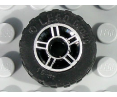 Wheel & Tire Assembly 11mm D. x 6mm with 5 Spokes with Silver Outline Pattern with Black Tire 17.5 x 6 (50944pb01 / 51011u)