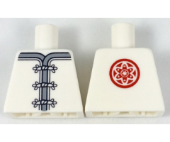 Torso Ninjago Robe with Gray Trim, White Frog Clasps and Red Flower Medallion Pattern