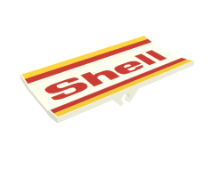 Vehicle Spoiler / Plow Blade 6 x 3 with Hinge with Red and Yellow Stripes and Red 'Shell' Pattern