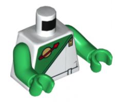 Torso Space Futuron Green Pattern, Gold Zipper and Classic Logo, White Belt / Green Arms / Green Hands