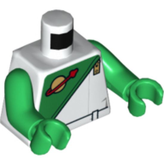 Torso Space Futuron Green Pattern, Gold Zipper and Classic Logo, White Belt / Green Arms / Green Hands