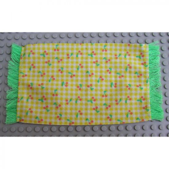 Scala Cloth Rug with Checkered Stripe and Cherries Pattern