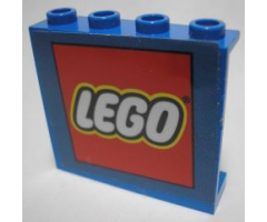 Panel 1 x 4 x 3 - Hollow Studs with Lego Logo on Blue Background Pattern (Sticker) - Set 3579