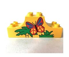 Duplo, Brick 2 x 6 x 2 Curved Ends with Butterfly Pattern