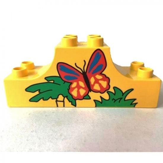 Duplo, Brick 2 x 6 x 2 Curved Ends with Butterfly Pattern