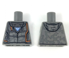 Torso Hoodie, Silver Camo, Orange Stripes, Arc Reactor Pattern
