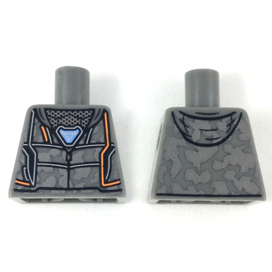 Torso Hoodie, Silver Camo, Orange Stripes, Arc Reactor Pattern