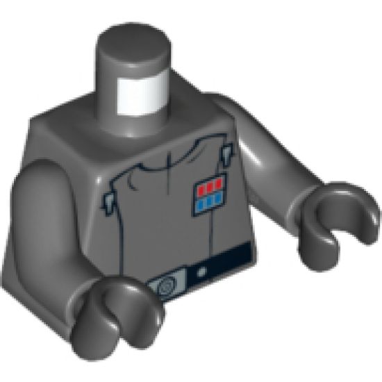 Torso SW Imperial Officer 1 (Commander) with Black Belt Pattern / Dark Bluish Gray Arms / Black Hands