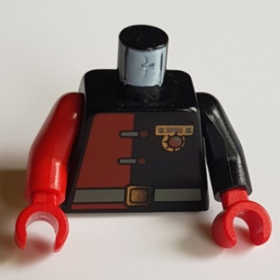 Torso Alpha Team Minion Commander Red/Black Shirt w/ Medal Pattern / Black Arm Left / Red Arm Right / Red Hands