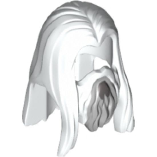 Minifigure, Hair Long Straight with Center Part and Beard Light and Dark Bluish Gray Pattern