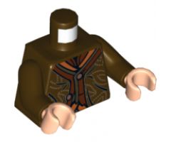 Torso LotR Coat Tattered with 2 Buttons, Dotted Leaves Pattern / Dark Brown Arms / Light Nougat Hands
