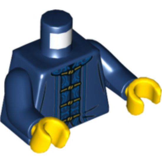 Torso Tang Jacket with Dark Azure Trim and Gold Ties Pattern / Dark Blue Arms / Yellow Hands