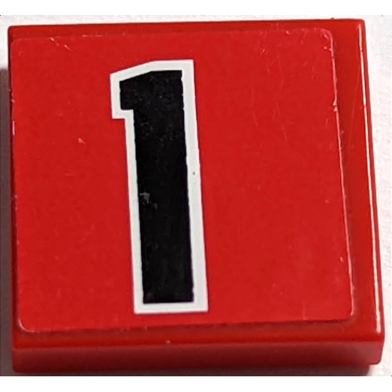 Tile 2 x 2 with Black Number 1 Pattern (Sticker) - Set 2556