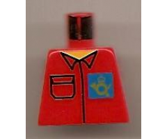 Torso Post Office Worker, Shirt and Horn Logo on Blue Background Pattern