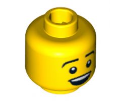 Minifigure, Head Male Black Eyebrows, Open Mouth Smile Pattern - Blocked Open Stud
