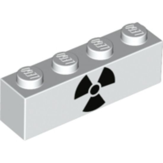 Brick 1 x 4 with Black Radiation Symbol Pattern