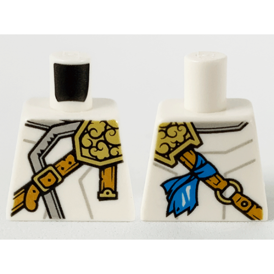 Torso Ninjago Robe with Light Bluish Gray Hem, Gold Left Pauldron and Nougat Crossbelt Pattern