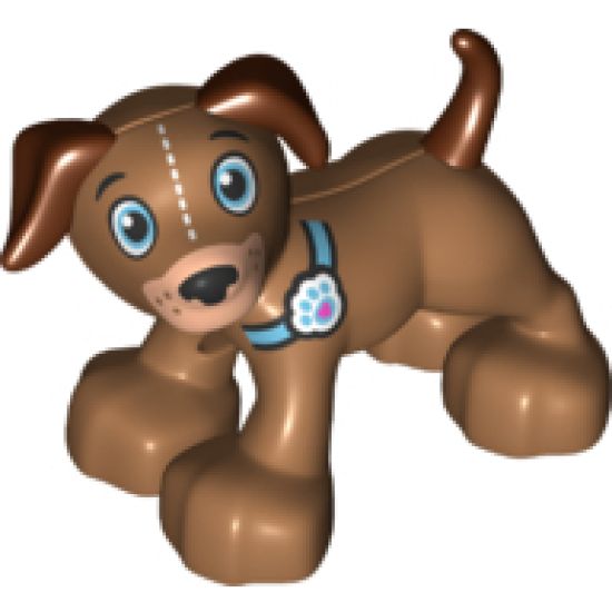 Duplo, Animal Dog with Medium Azure Eyes and Paw Print Collar Pattern