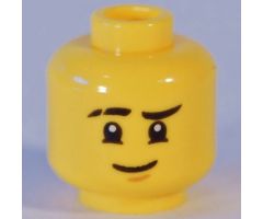 Minifigure, Head Dual Sided Scarred Right Eyebrow, Chin Dimple, Smile / Stern, Eyepatch Pattern - Hollow Stud