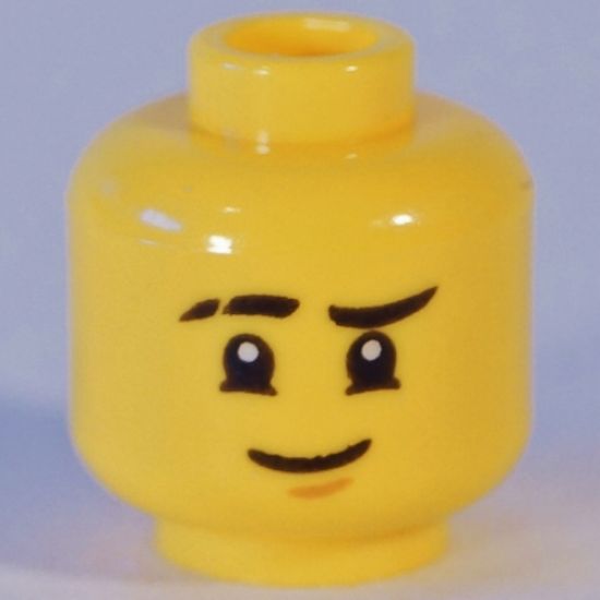 Minifigure, Head Dual Sided Scarred Right Eyebrow, Chin Dimple, Smile / Stern, Eyepatch Pattern - Hollow Stud