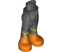 Mini Doll, Legs with Hips and Trousers with Back Pockets with Yellow Lines and Hexagons and Dark Orange Boots Pattern