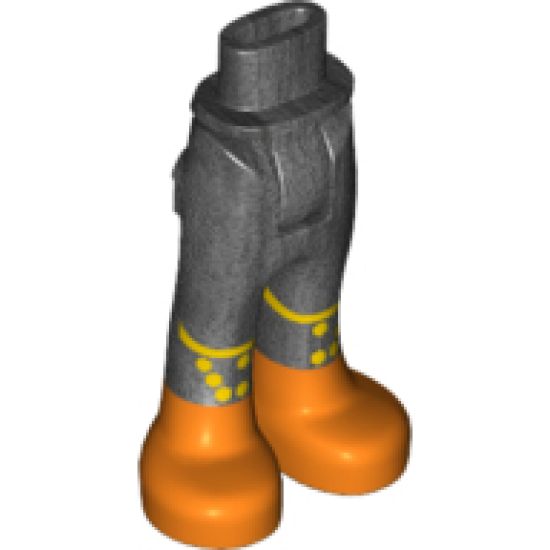 Mini Doll, Legs with Hips and Trousers with Back Pockets with Yellow Lines and Hexagons and Dark Orange Boots Pattern