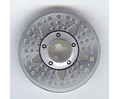 Technic, Disk 3 x 3 with Disk Brake Silver Hub 5-Bolt Star with Holes-in-Line Pattern (Sticker) - Set 8646