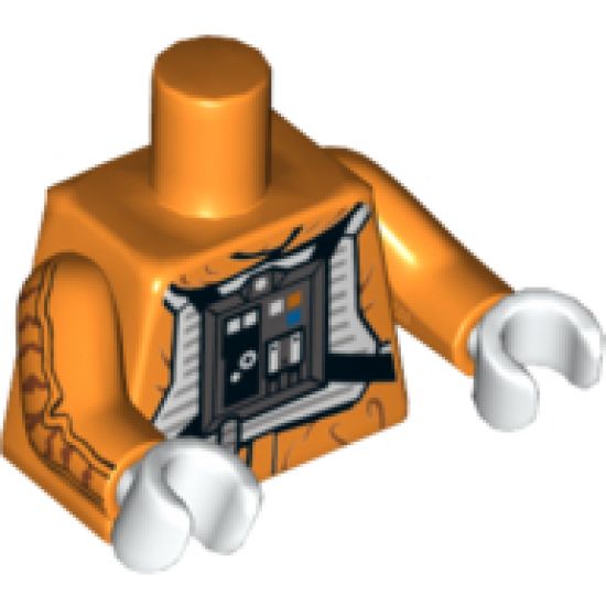 Torso SW Rebel Pilot with Black Belt with Buckle on Back Pattern / Orange Arms with Jacket Pattern / White Hands