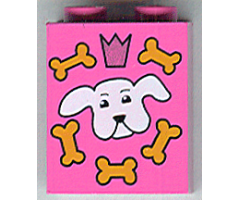 Brick 1 x 2 x 2 with Inside Axle Holder with Dog Biscuit Box Pattern