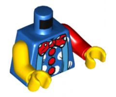 Torso Blue Suspenders and Red Polka Dot Bow Tie and Buttons Pattern (Clown) / Red Arm Left / Yellow Arm Right / Yellow Hands