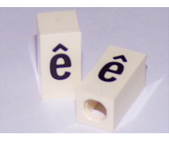 Tile, Modified 1 x 2 x 5/6 with Stud Hole in End and Black 'ê' Lower Case Pattern