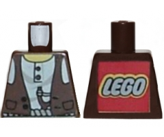 Torso Adventurers Desert Vest over White Shirt, Slingshot Pattern - LEGO Logo on Back