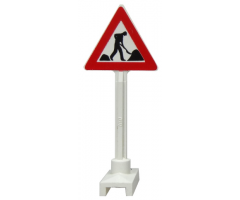 Road Sign Triangle with Thin Worker and 2 Piles Pattern