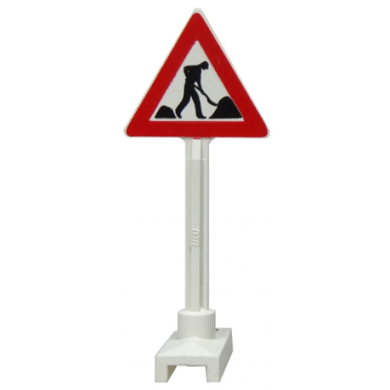 Road Sign Triangle with Thin Worker and 2 Piles Pattern