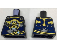 Torso with Silver and Dark Blue Armor, Gold Trim and Samurai Logo Pattern
