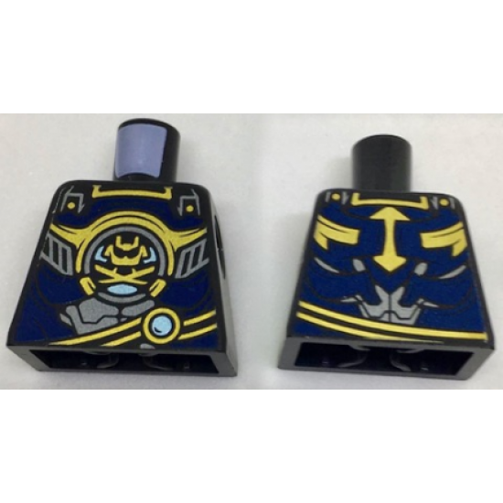 Torso with Silver and Dark Blue Armor, Gold Trim and Samurai Logo Pattern