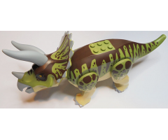 Animal, Dinosaur Triceratops with Olive Green and Dark Brown Stripes on Back