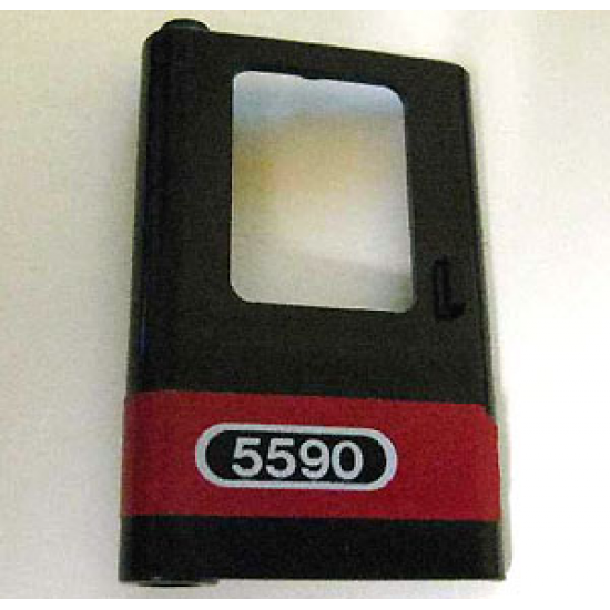 Door 1 x 4 x 5 Train Left with Red Stripe and White '5590' Pattern (Sticker) - Set 5590